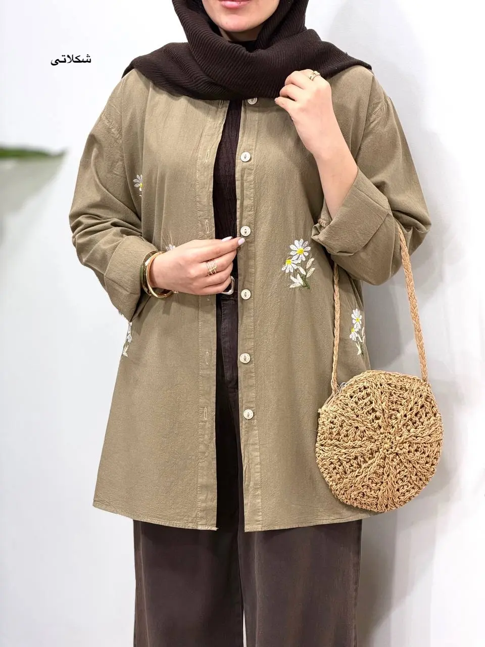 مانتو لینن گلدوزی آلاله